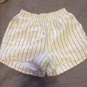 Black and white vertical striped shorts